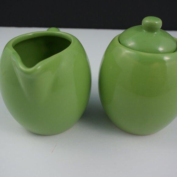 Old Amsterdam Porcelain Works Mojito Lime Creamer & Sugar Set EUC Like New - Picture 7 of 8